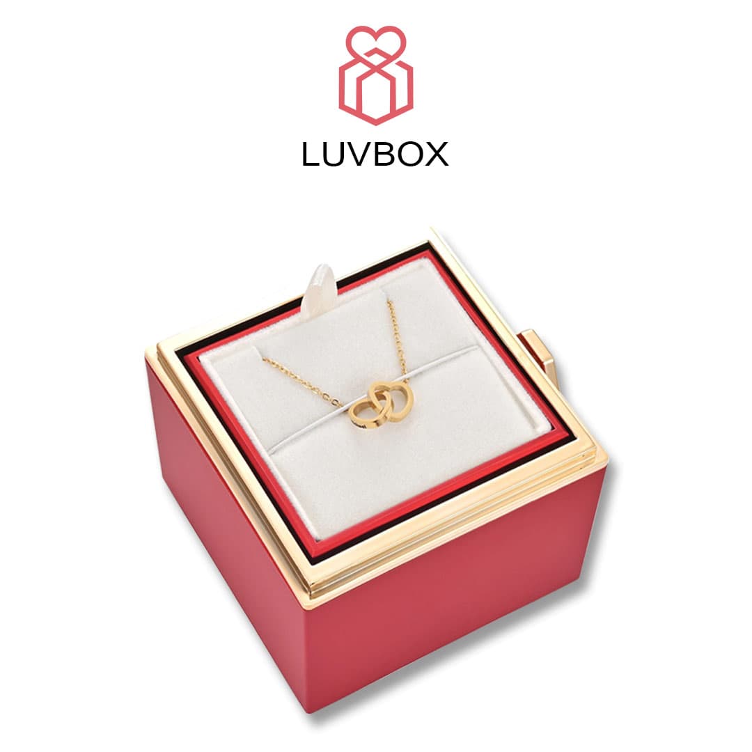 Red Rose LuvBox™ - w/ Gold Engraved Heart Necklace