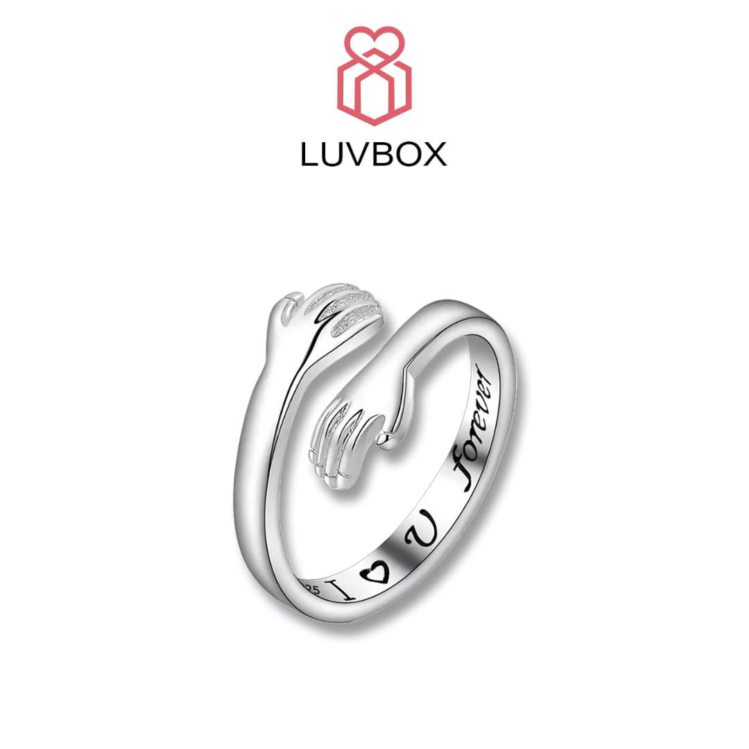 LuvBox™ - Silver Engraved Hug Ring